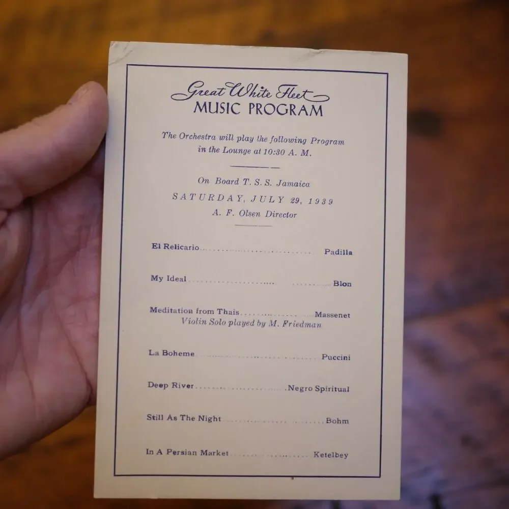 Lot of 5 Vtg Antique 1936 White Star Cunard Cruise Line Menus Passenger Signed